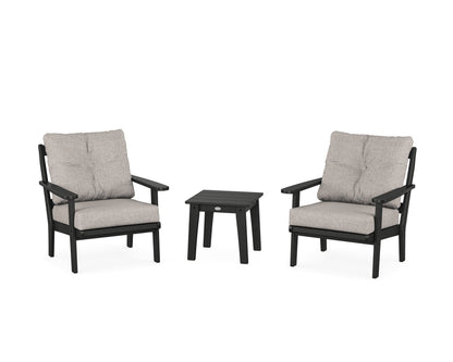 POLYWOOD® Mission 3-Piece Deep Seating Set in Black / Weathered Tweed