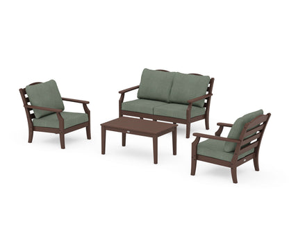 Draper James™ by  POLYWOOD® Savannah 4-Piece Deep Seating Set with Loveseat in Mahogany / Cast Sage