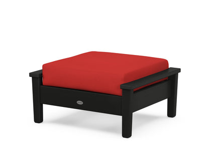 POLYWOOD® Prescott Deep Seating Ottoman in Black / Crimson Linen