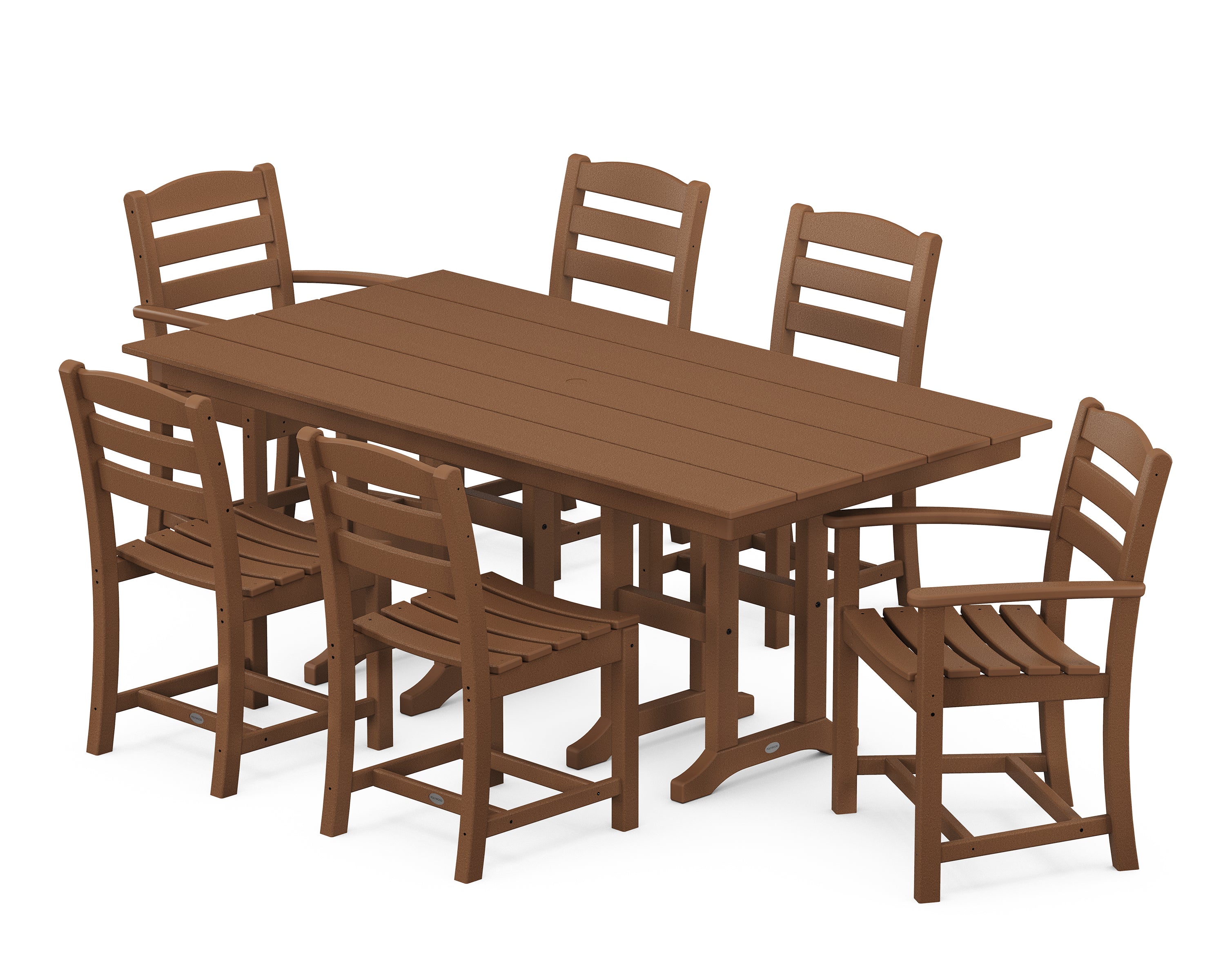 POLYWOOD® La Casa Café 7-Piece Farmhouse Dining Set in Teak