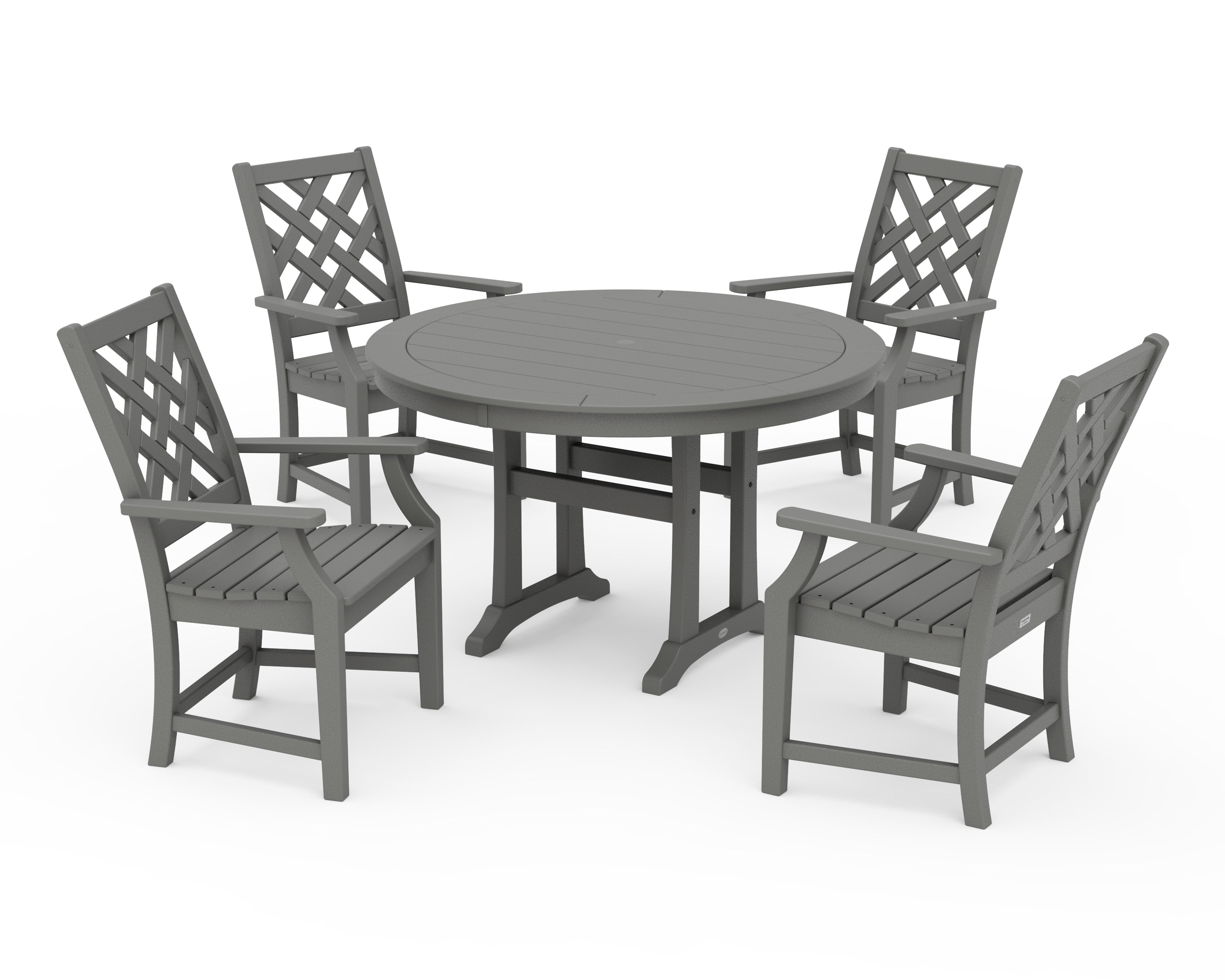 Country Living Wovendale 5-Piece Round Dining Set with Trestle Legs in Slate Grey