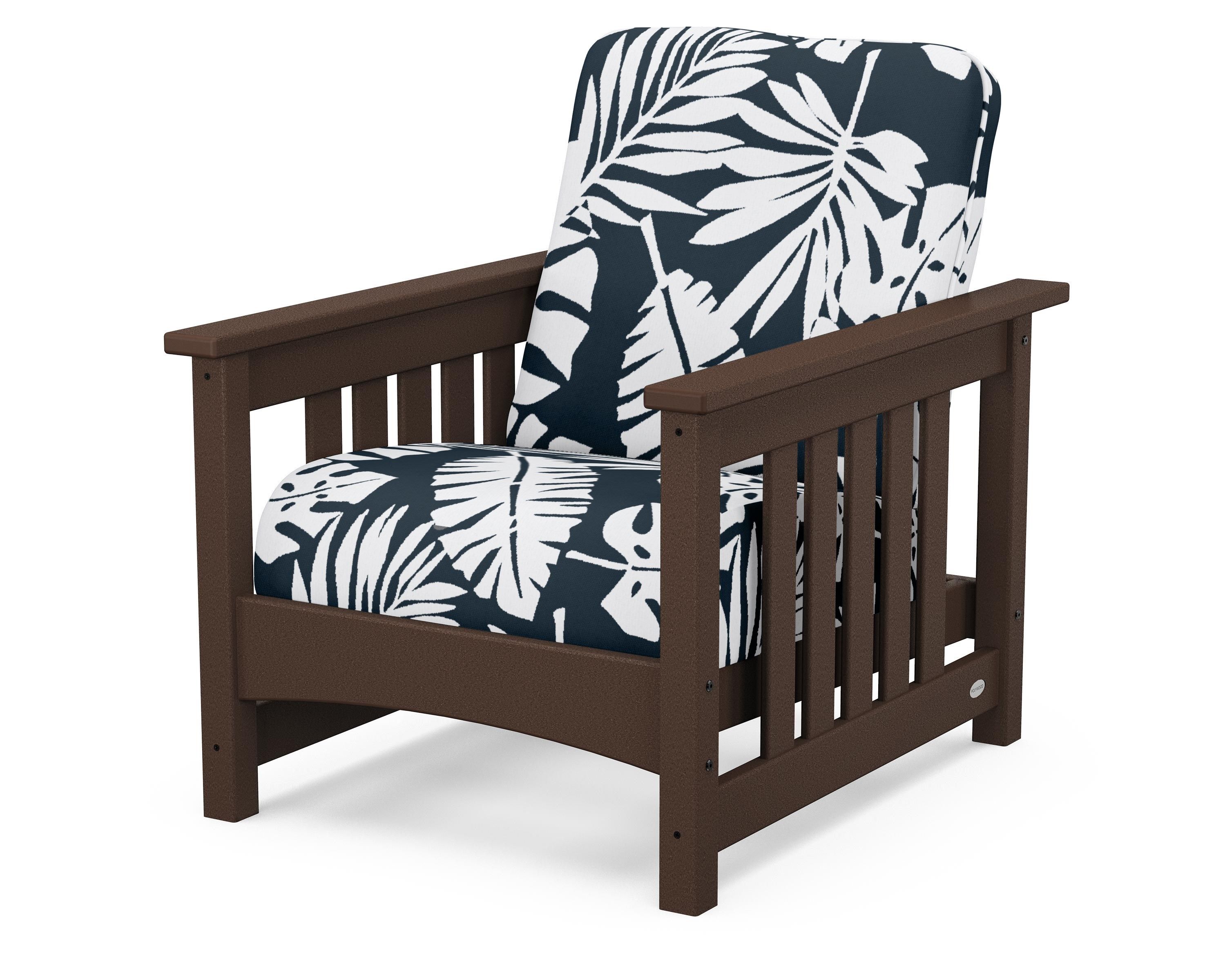 POLYWOOD® Club Mission Chair in Mahogany / Leaf Marine Indigo