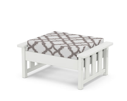 Martha Stewart by POLYWOOD® Acadia Deep Seating Ottoman in White / Trellis Grey Mist