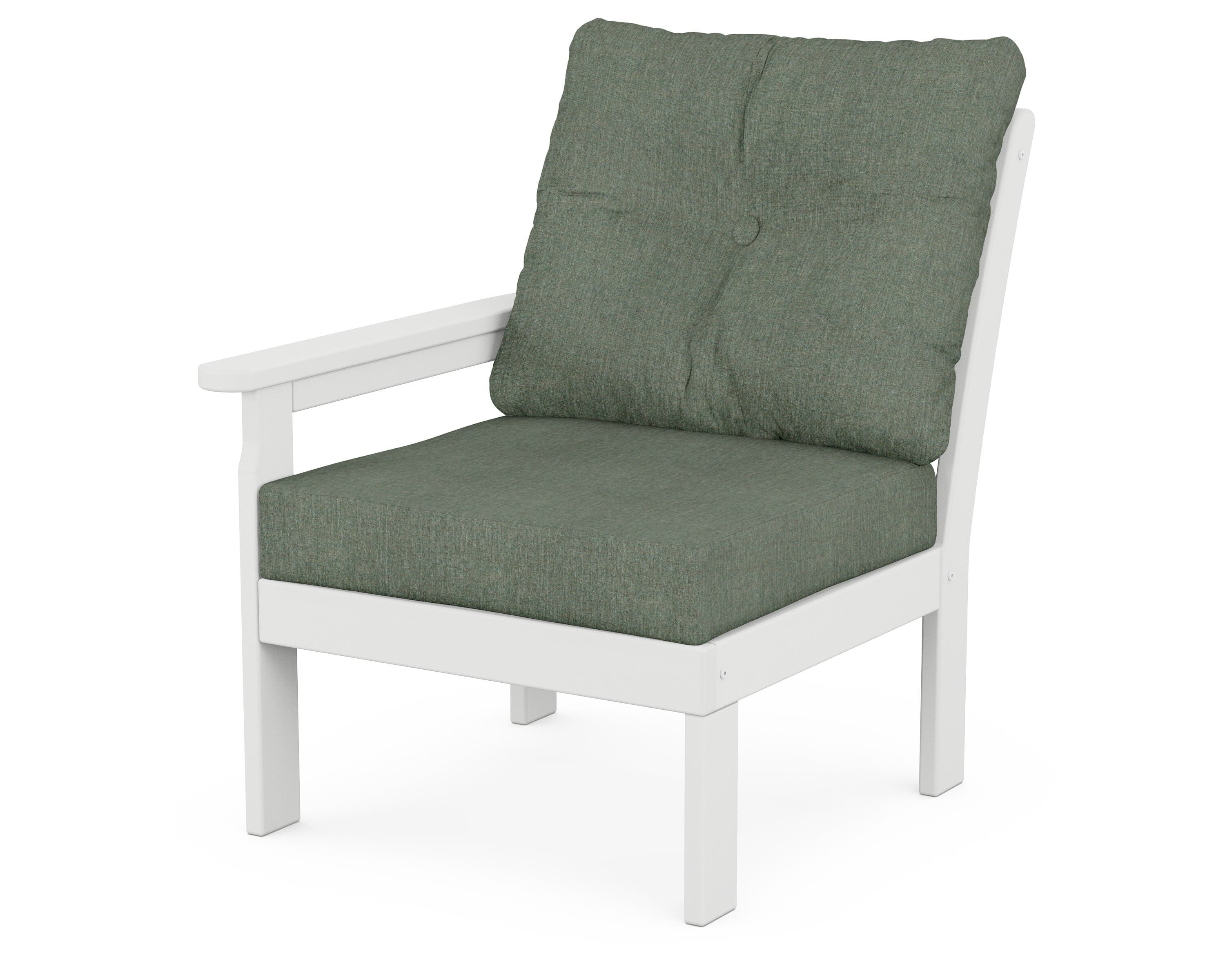 POLYWOOD® Vineyard Modular Left Arm Chair in White / Cast Sage