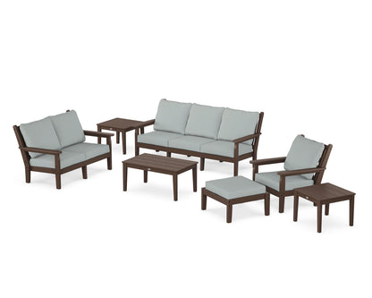 POLYWOOD® Chippendale 7-Piece Deep Seating Set in Mahogany / Spa