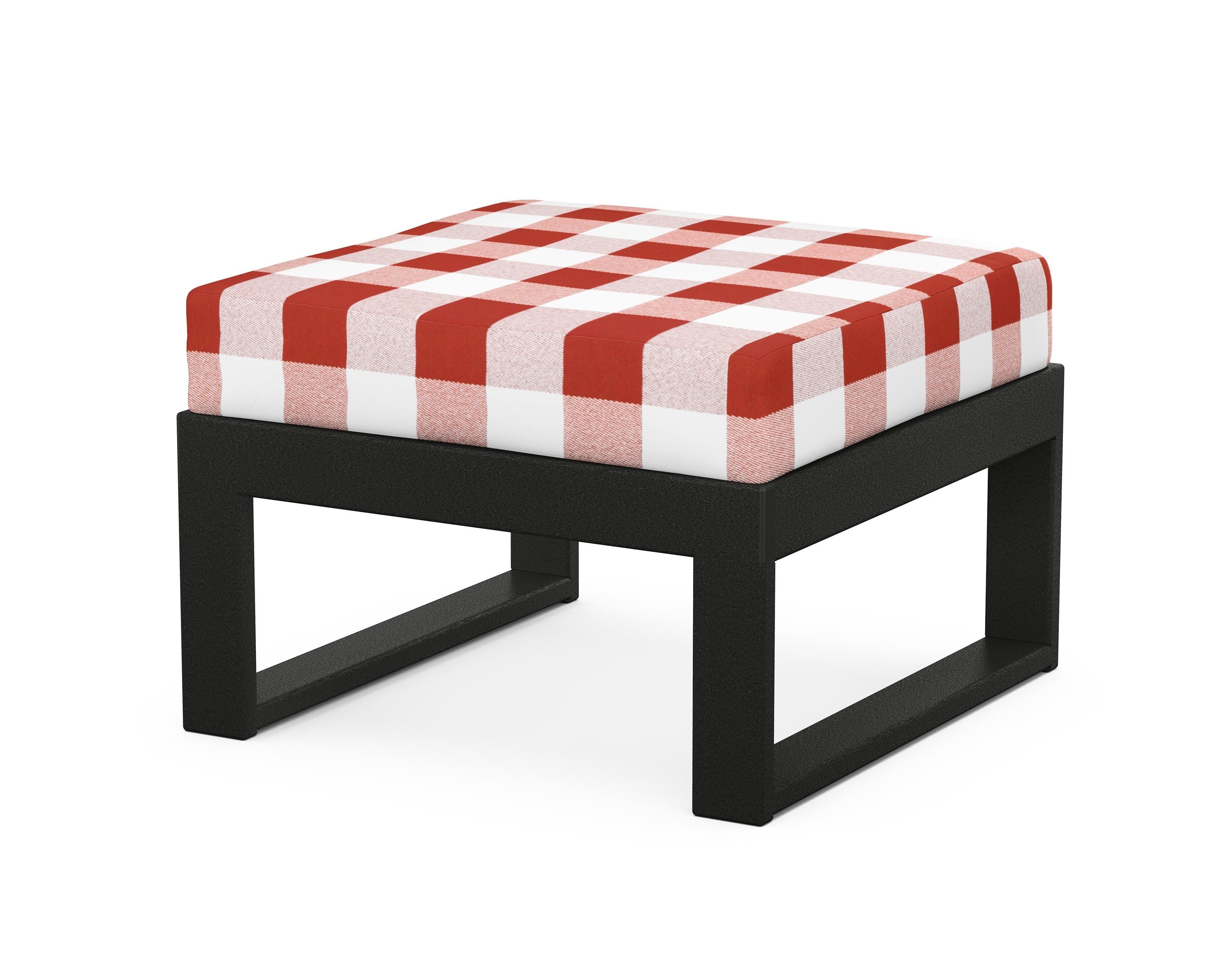 Unbranded Modular Ottoman - Modern in Black / Buffalo Plaid Crimson