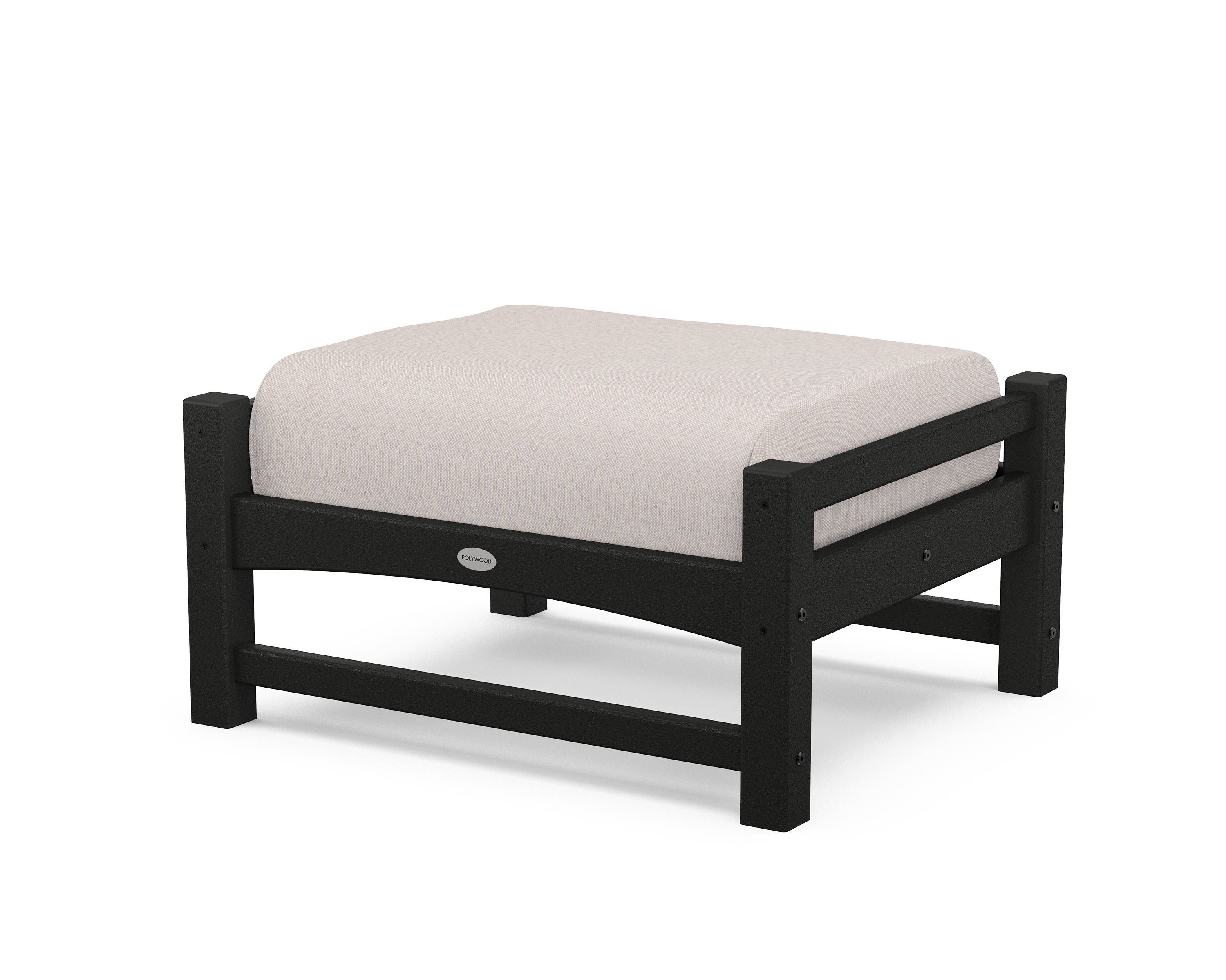 POLYWOOD® Club Ottoman in Black / Dune Burlap