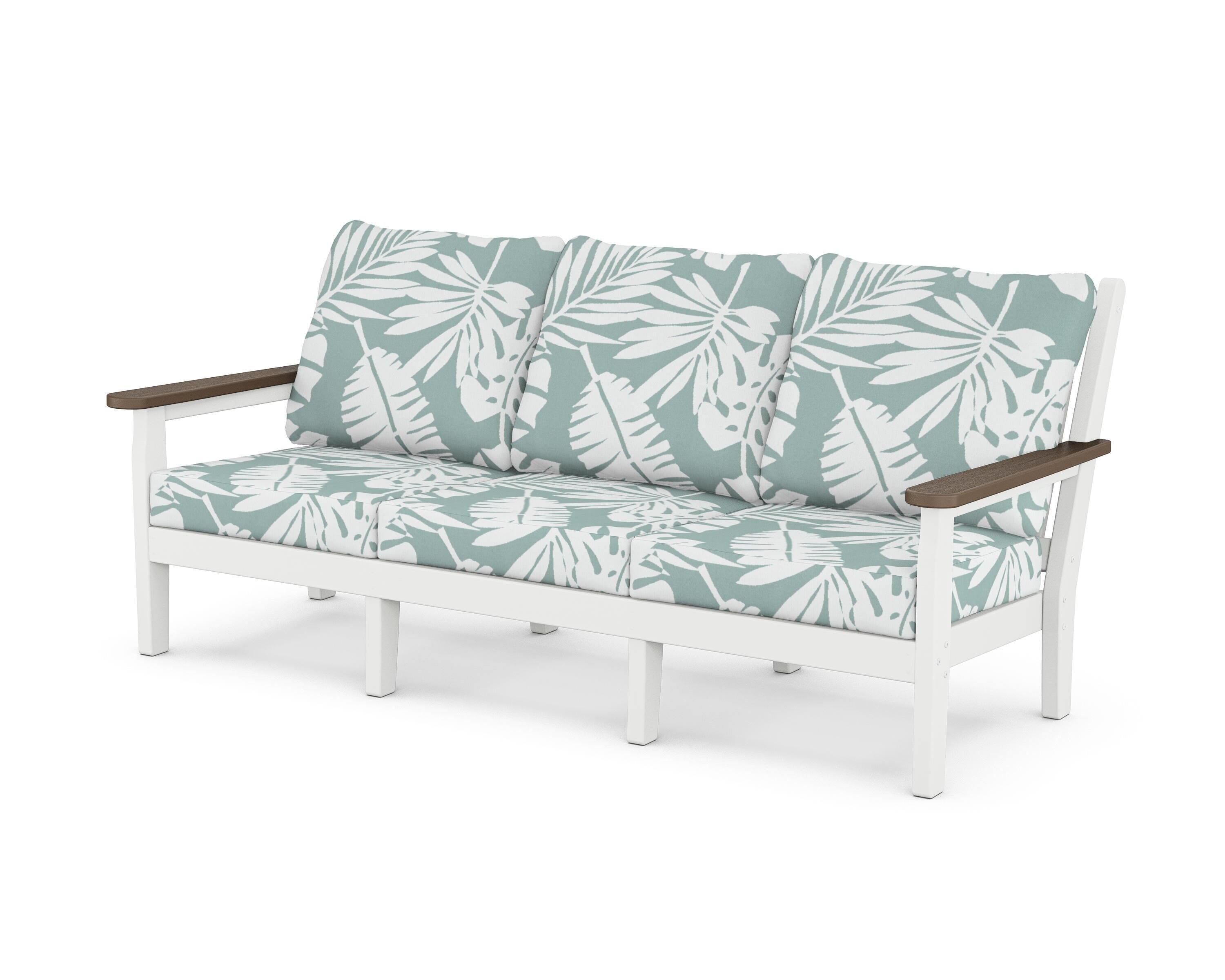 POLYWOOD® Chippendale Deep Seating Sofa in White / Kona / Leaf Glacier Spa