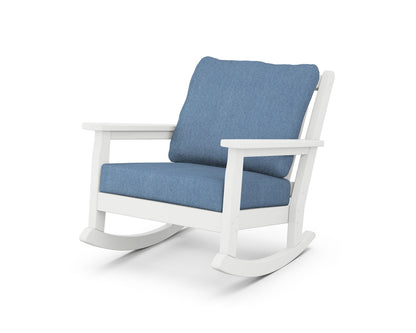 POLYWOOD® Chippendale Deep Seating Rocking Chair in White / Sky Blue