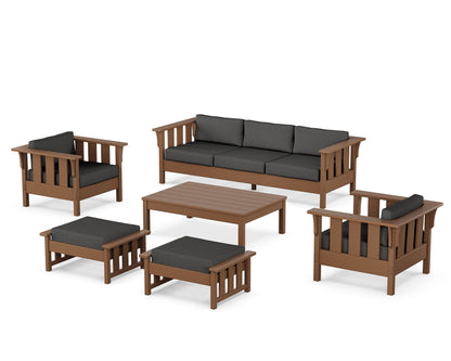 Martha Stewart by POLYWOOD® Acadia 6-Piece Lounge Sofa Set in Teak / Spectrum Carbon