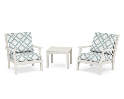 Country Living Wovendale 3-Piece Deep Seating Set in Sand / Trellis Glacier Spa