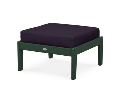 POLYWOOD® Braxton Deep Seating Ottoman in Green / Navy Linen
