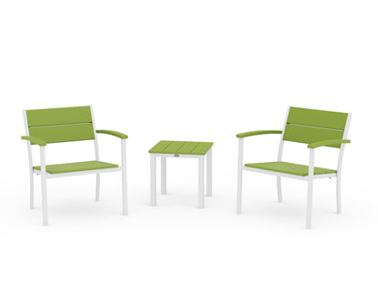 POLYWOOD® Main Street 3-Piece Lounge Chair Set in White / Lime