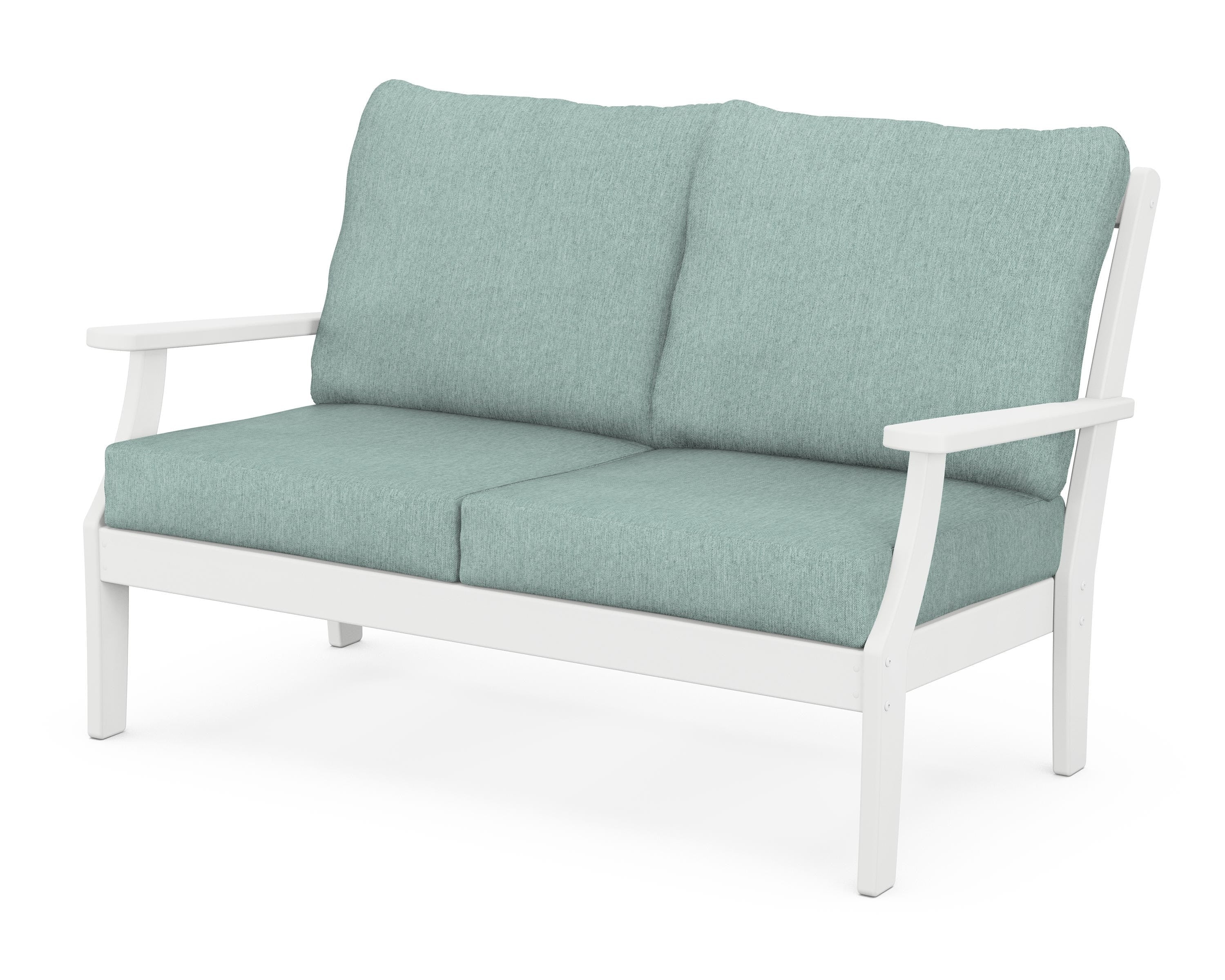POLYWOOD® Braxton Deep Seating Loveseat in White / Glacier Spa
