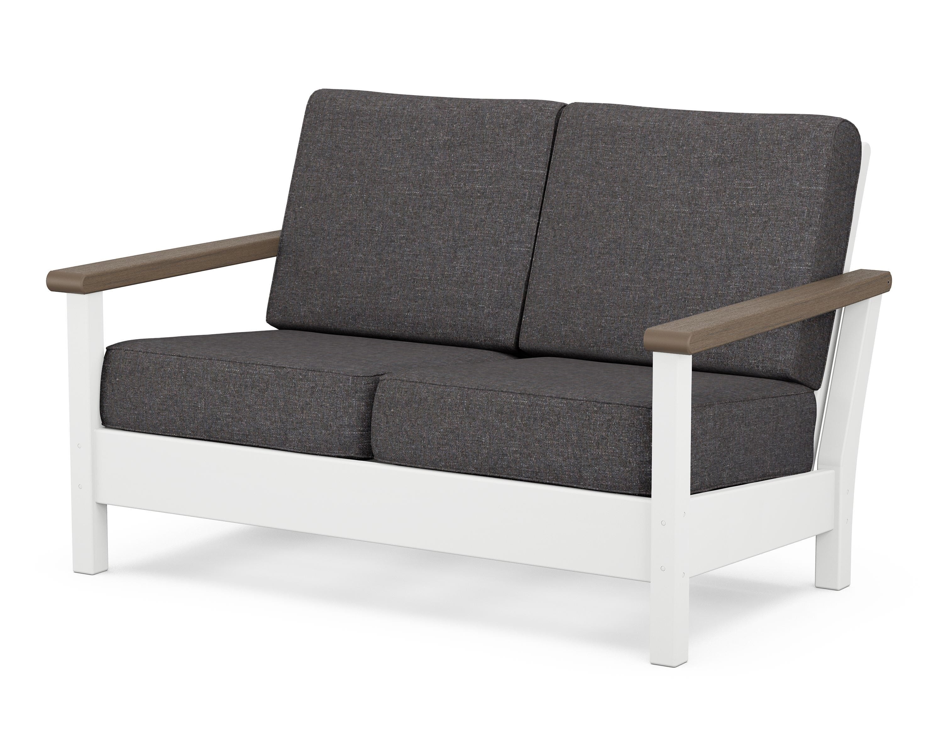 POLYWOOD® Harbour Deep Seating Loveseat in White / Kona / Ash Charcoal