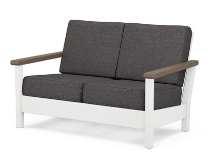 POLYWOOD® Harbour Deep Seating Loveseat in White / Kona / Ash Charcoal