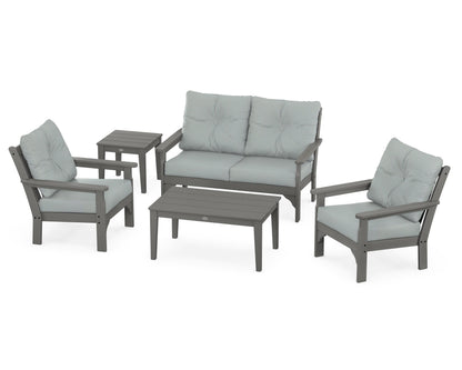 POLYWOOD® Vineyard 5-Piece Deep Seating Set in Slate Grey / Spa