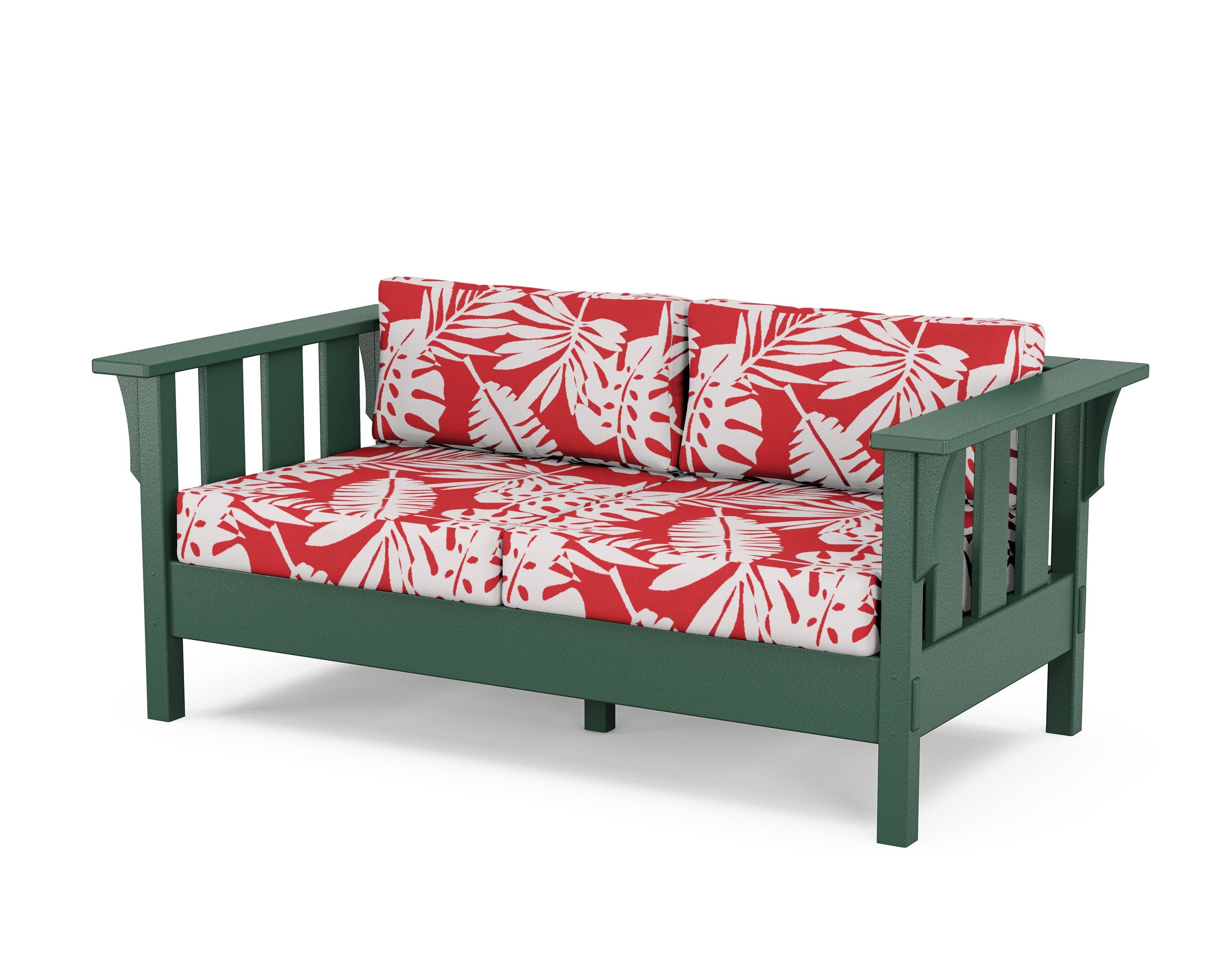Martha Stewart by POLYWOOD® Acadia Deep Seating Loveseat in Green / Leaf Crimson
