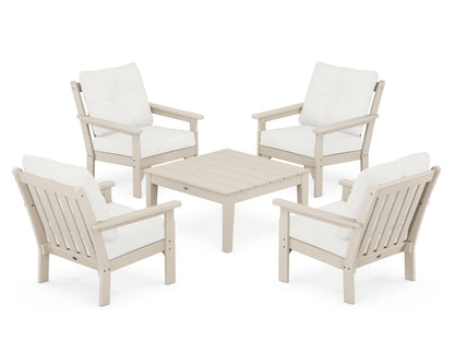 POLYWOOD® Vineyard 5-Piece Deep Seating Conversation Set in Sand / Natural Linen