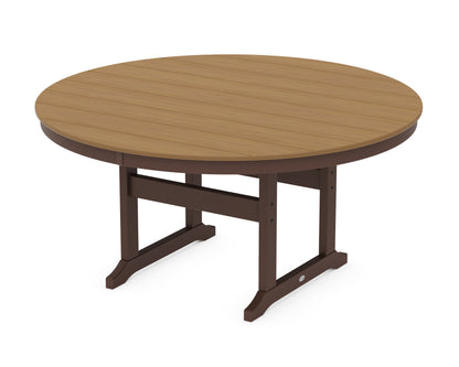 POLYWOOD® 60" Round Farmhouse Dining Table in Mahogany / Natural