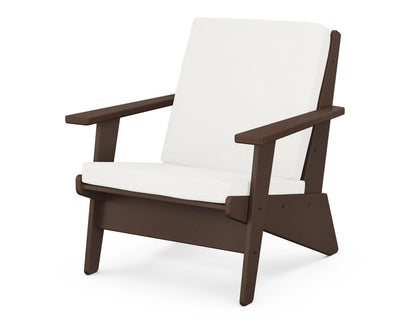 POLYWOOD® Riviera Modern Lounge Chair in Mahogany / Natural Linen