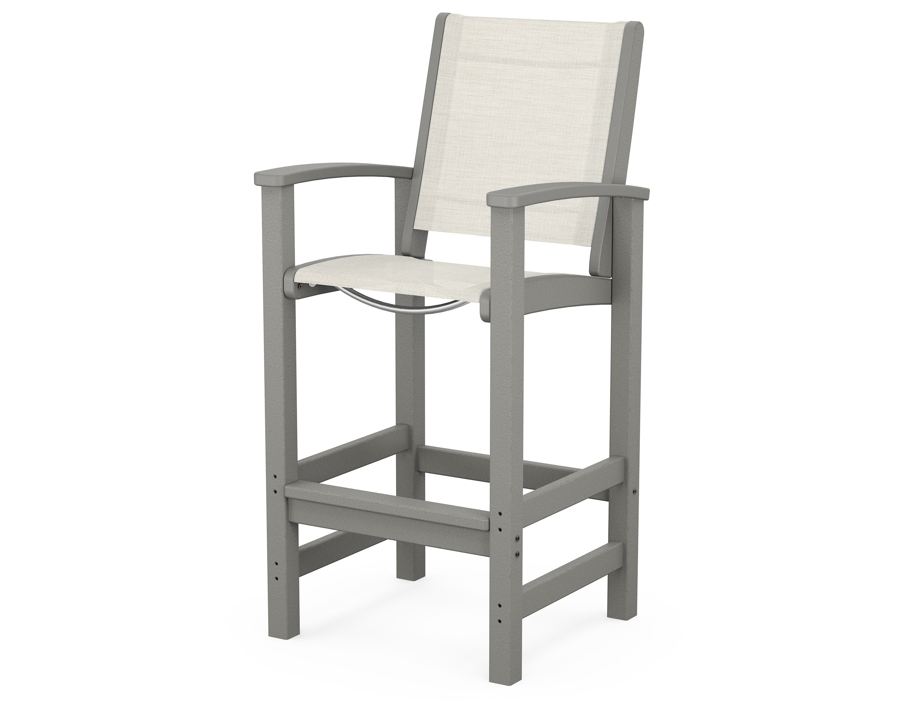 POLYWOOD® Coastal Bar Chair in Slate Grey / Parchment Sling