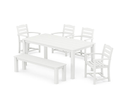POLYWOOD® La Casa Cafe' 6-Piece Parsons Dining Set with Bench in White