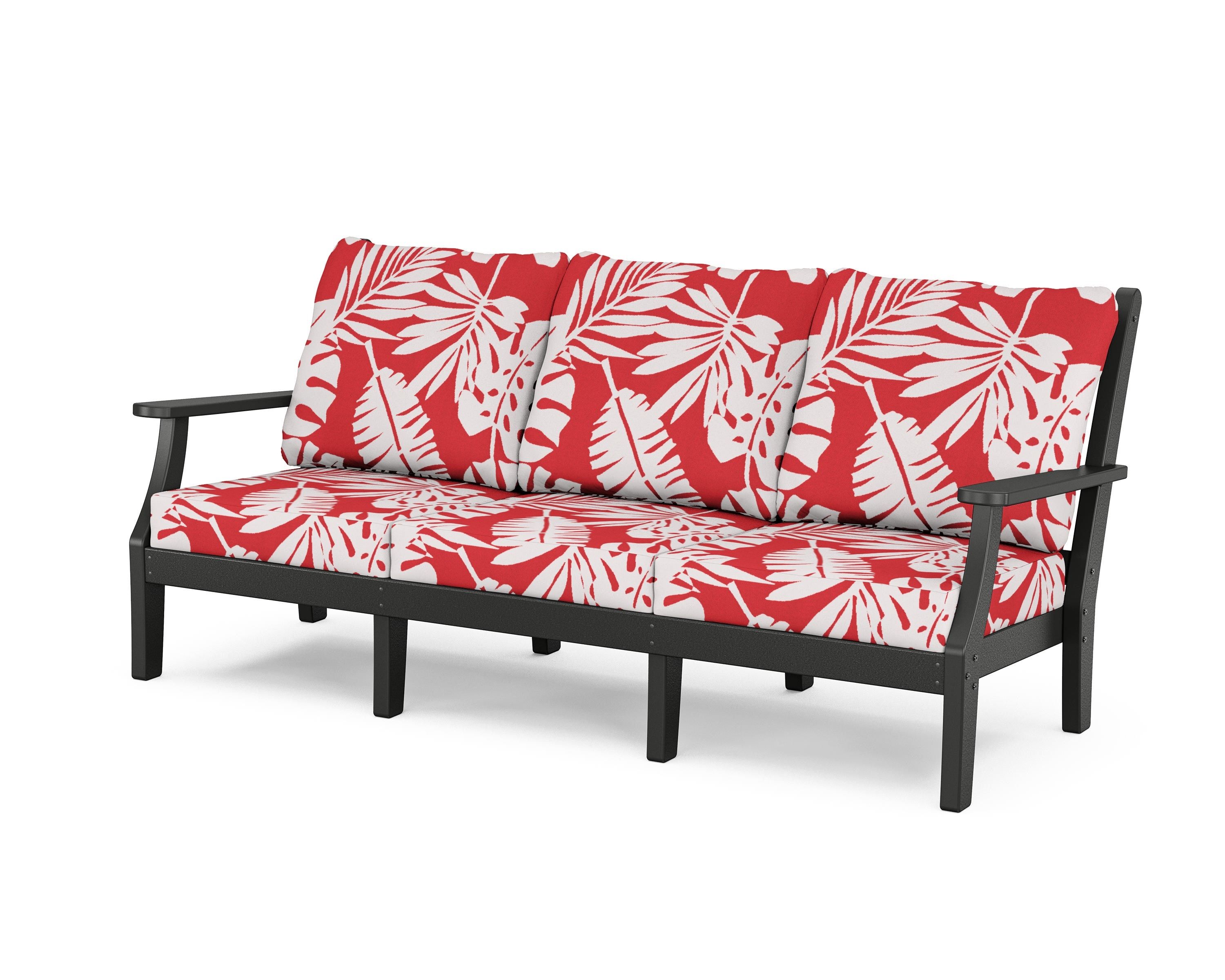 Country Living Wovendale Deep Seating Sofa in Black / Leaf Crimson