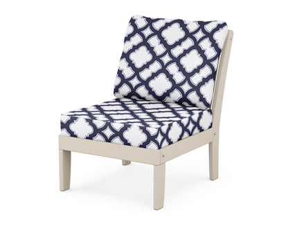 POLYWOOD® Braxton Modular Armless Chair in Sand / Trellis Navy