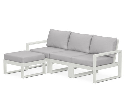 POLYWOOD® EDGE 4-Piece Modular Deep Seating Set with Ottoman in Vintage White / Granite