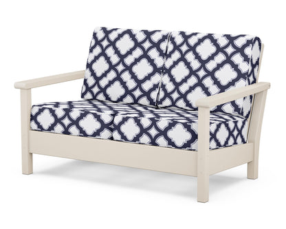 POLYWOOD® Harbour Deep Seating Loveseat in Sand / Trellis Navy