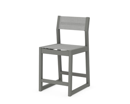 POLYWOOD® EDGE Sling Counter Side Chair in Slate Grey / Metallic Sling