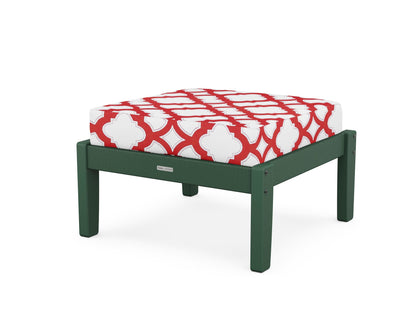 Martha Stewart by POLYWOOD® Chinoiserie Deep Seating Ottoman in Green / Trellis Crimson