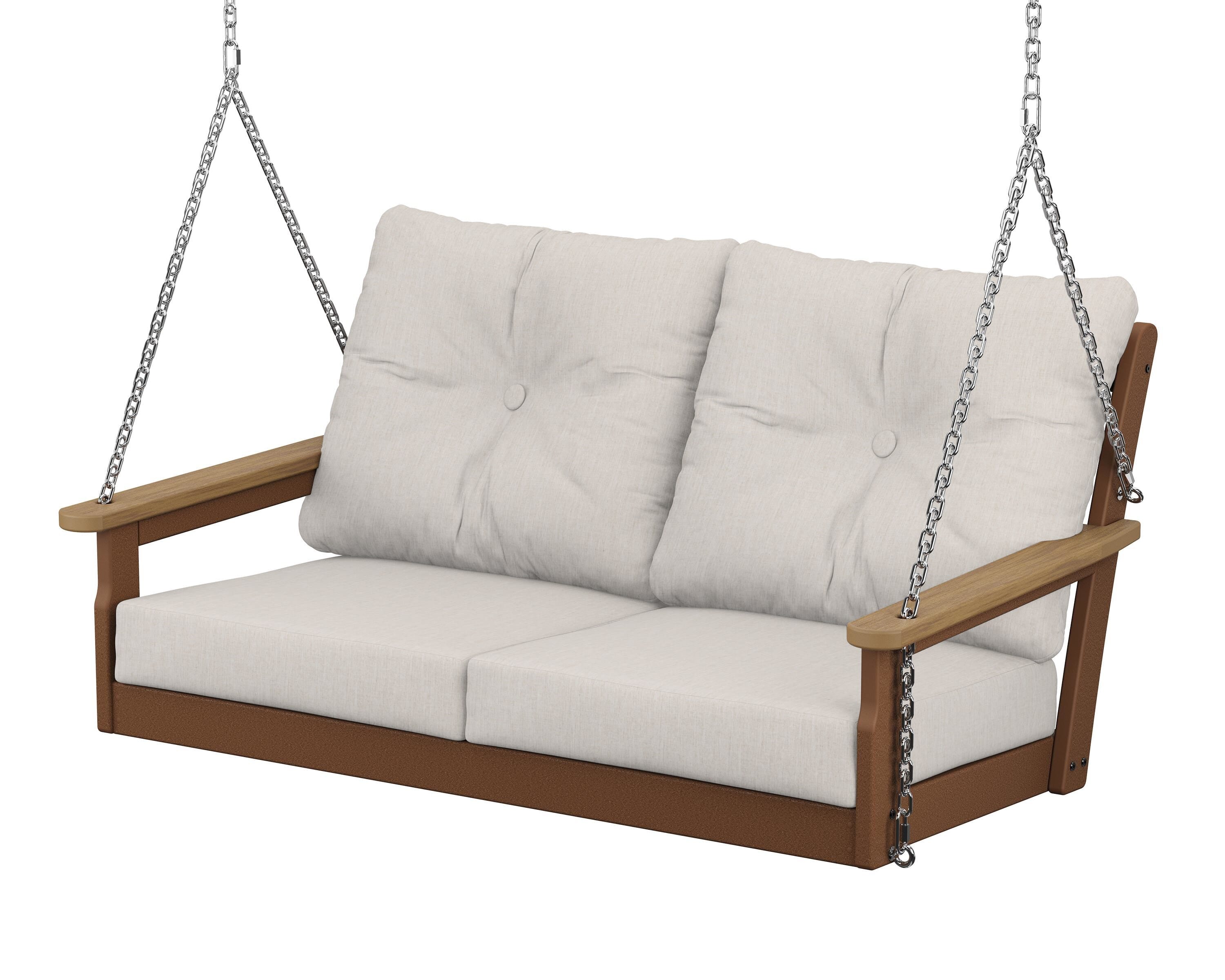 POLYWOOD® Vineyard Deep Seating Swing in Teak / Natural / Cast Ash