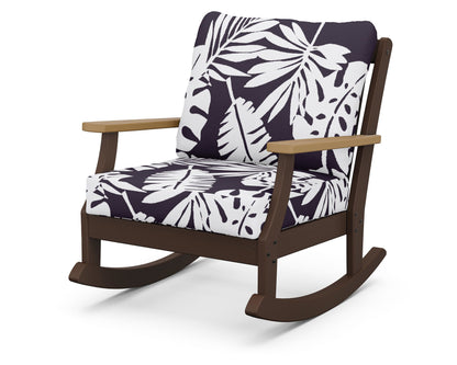 POLYWOOD® Braxton Deep Seating Rocking Chair in Mahogany / Natural / Leaf Navy