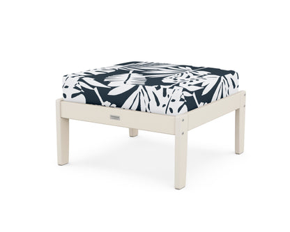 Country Living Cottage Deep Seating Ottoman in Sand / Leaf Marine Indigo