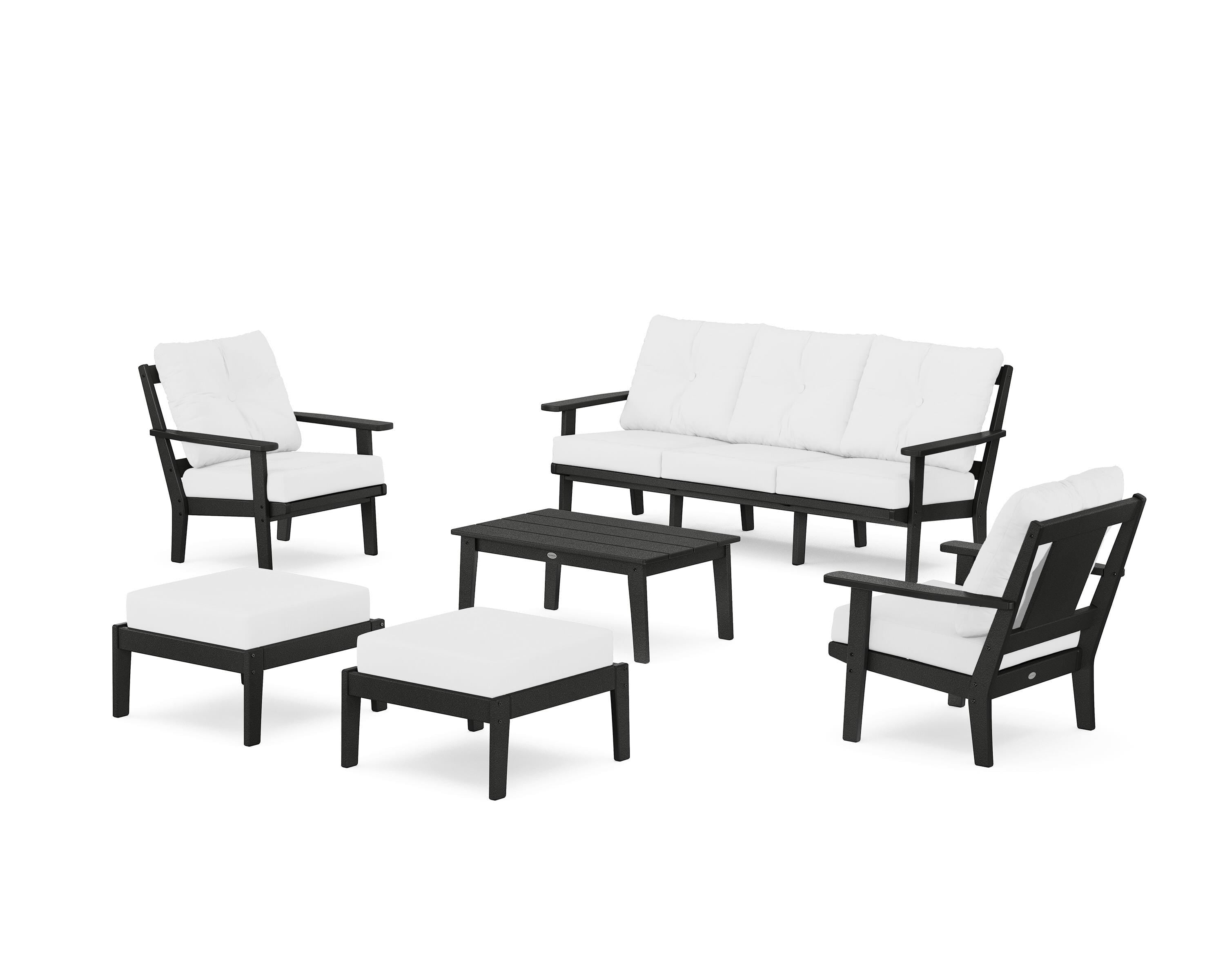POLYWOOD® Prairie 6-Piece Lounge Sofa Set in Black / Natural