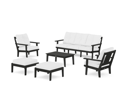 POLYWOOD® Prairie 6-Piece Lounge Sofa Set in Black / Natural