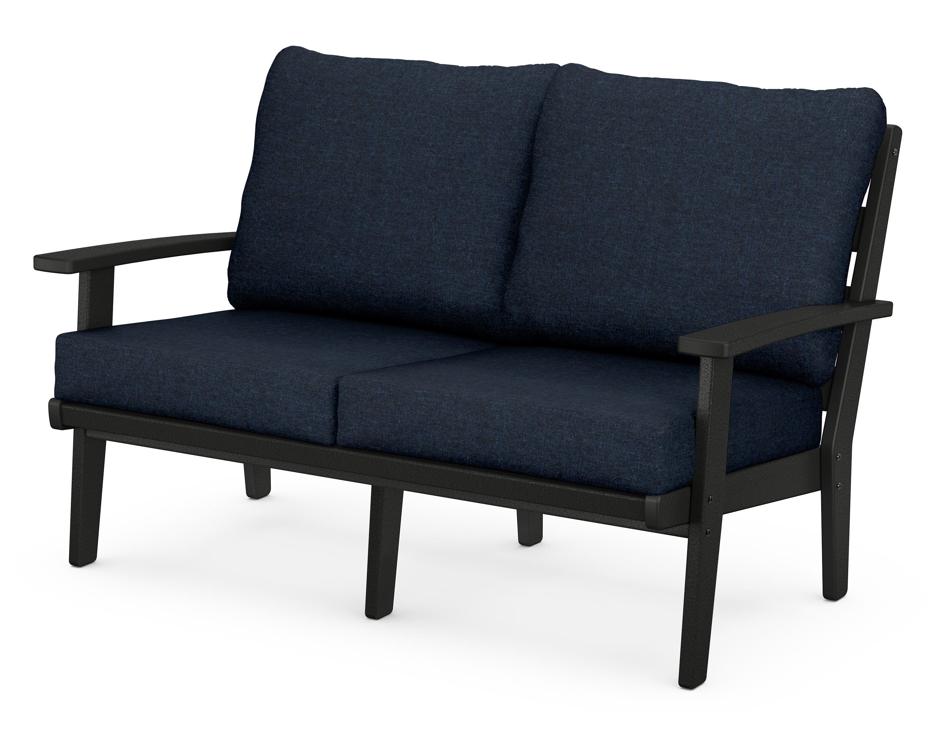 POLYWOOD® Grant Park Deep Seating Loveseat in Black / Marine Indigo