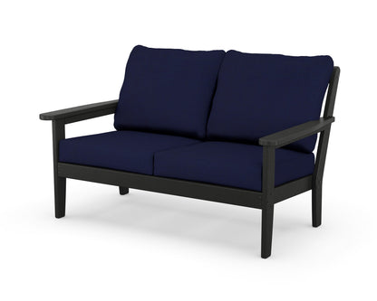 Country Living Cottage Deep Seating Loveseat in Black / Navy