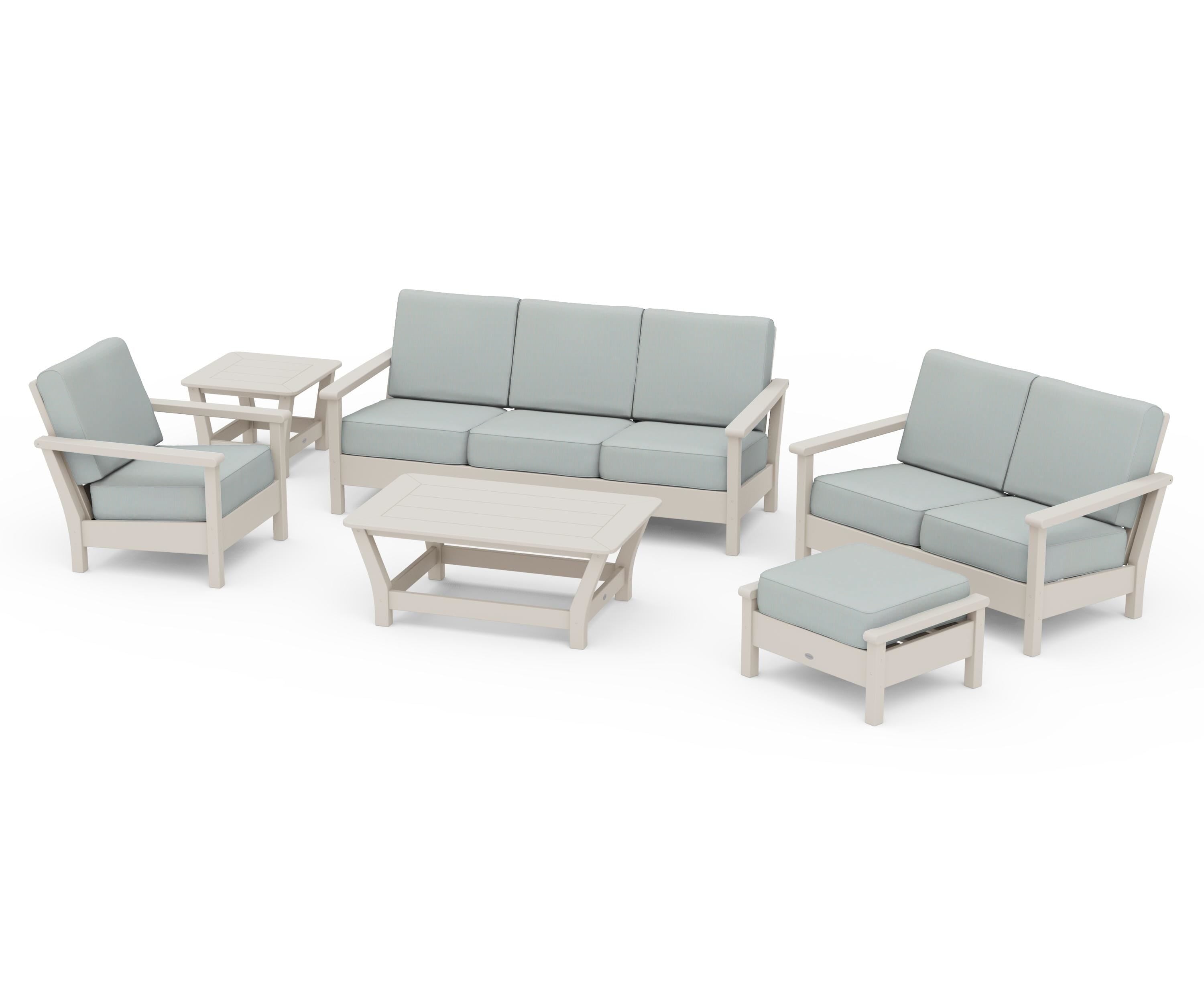 POLYWOOD® Harbour 6-Piece Outdoor Living Set in Sand / Spa