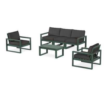 POLYWOOD® EDGE Sectional 4-Piece Deep Seating Set with Sofa in Green / Spectrum Carbon