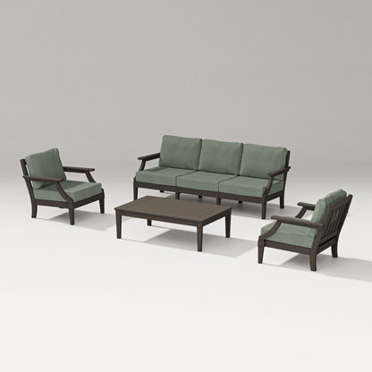 PW Designer Series Estate 4-Piece Lounge Sofa Set in Vintage Coffee / Cast Sage