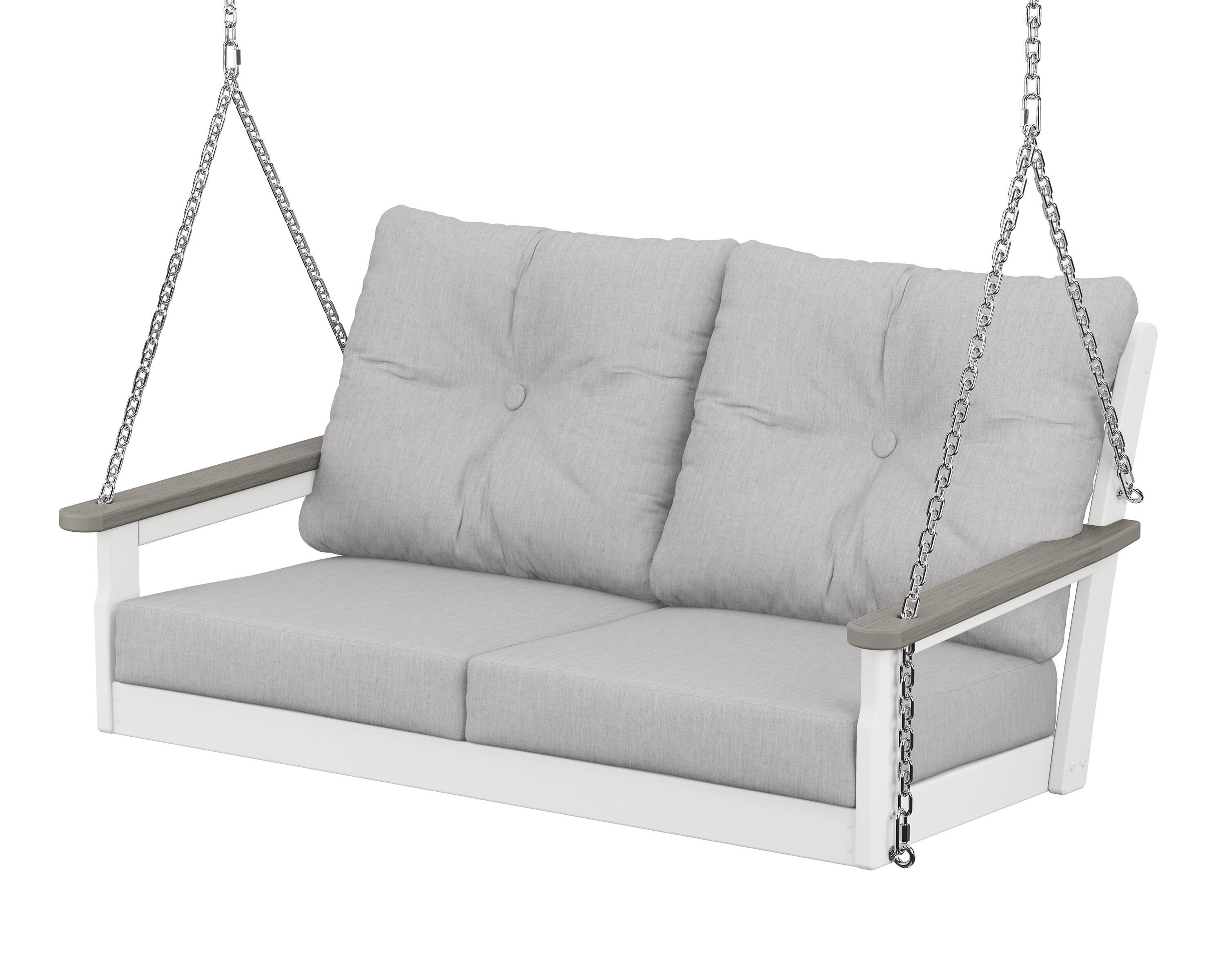 POLYWOOD® Vineyard Deep Seating Swing in White / Driftwood / Granite