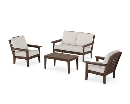 Country Living Cottage 4-Piece Deep Seating Set with Loveseat in Mahogany / Cast Ash