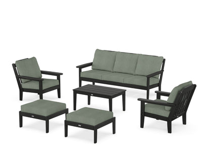 Country Living Cottage 6-Piece Lounge Sofa Set in Black / Cast Sage