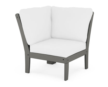POLYWOOD® Braxton Modular Corner Chair in Slate Grey / Natural