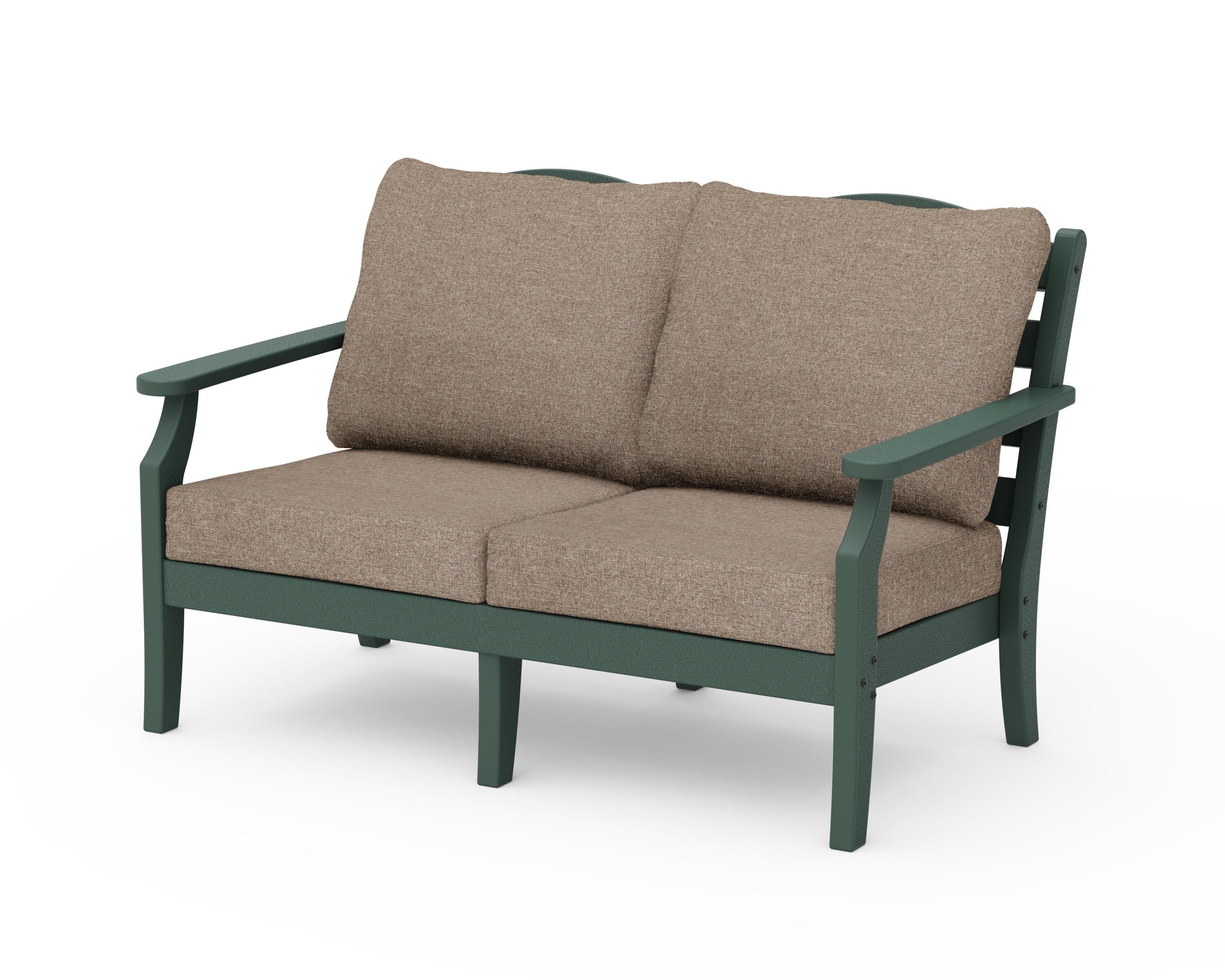 Draper James™ by  POLYWOOD® Savannah Deep Seating Loveseat in Green / Spiced Burlap
