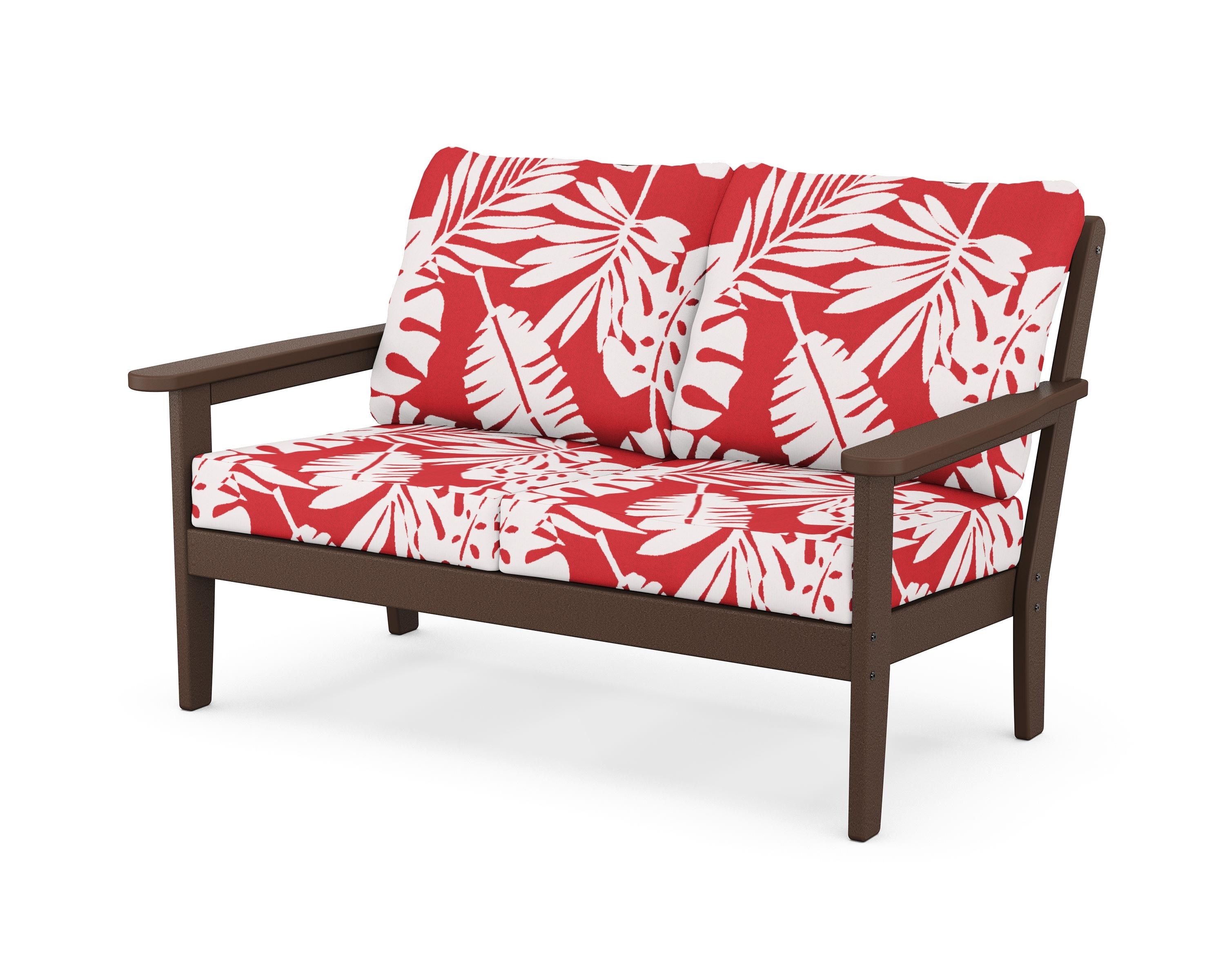 Country Living Cottage Deep Seating Loveseat in Mahogany / Leaf Crimson
