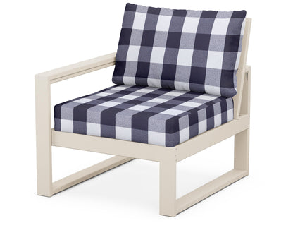 POLYWOOD® EDGE Modular Left Arm Chair in Sand / Buffalo Plaid Navy